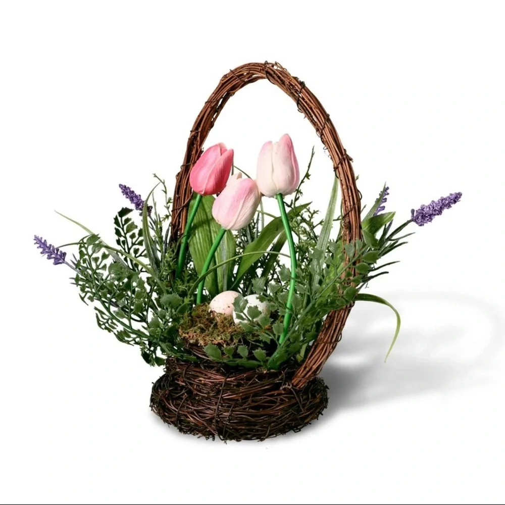 New! Target Bullseye Playground Tulips Faux Floral Wreath Basket, 2026